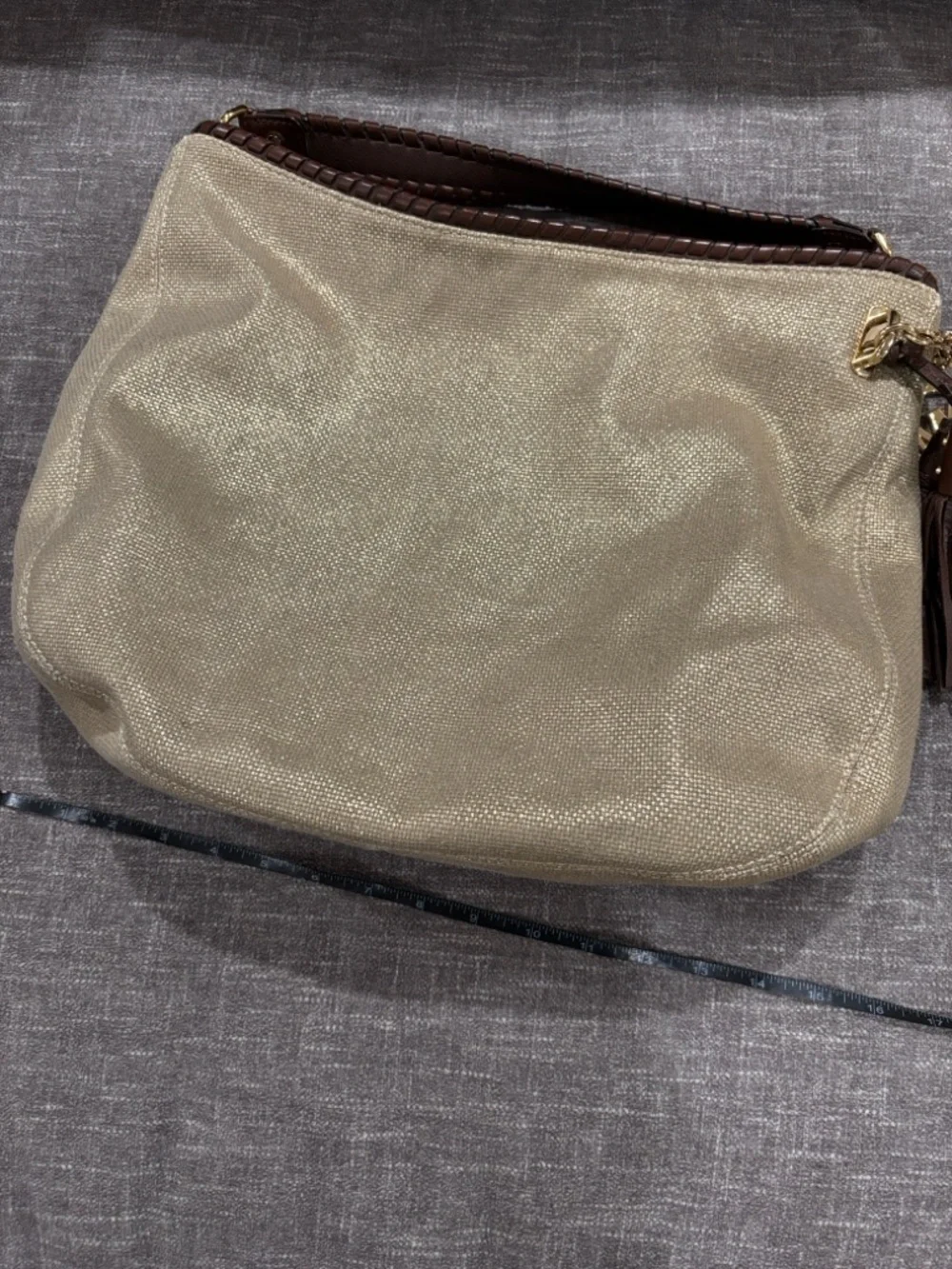 Michael Kors Bennett gold and brown straw shoulder bag - Picture 8 of 9